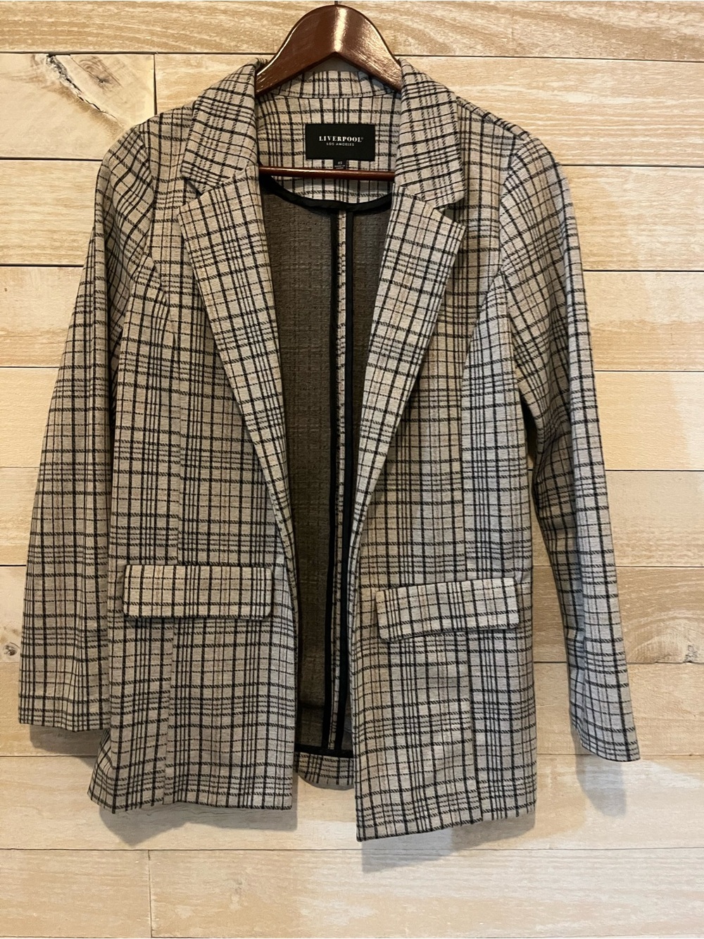 Liverpool Black and Beige Plaid Blazer Jacket